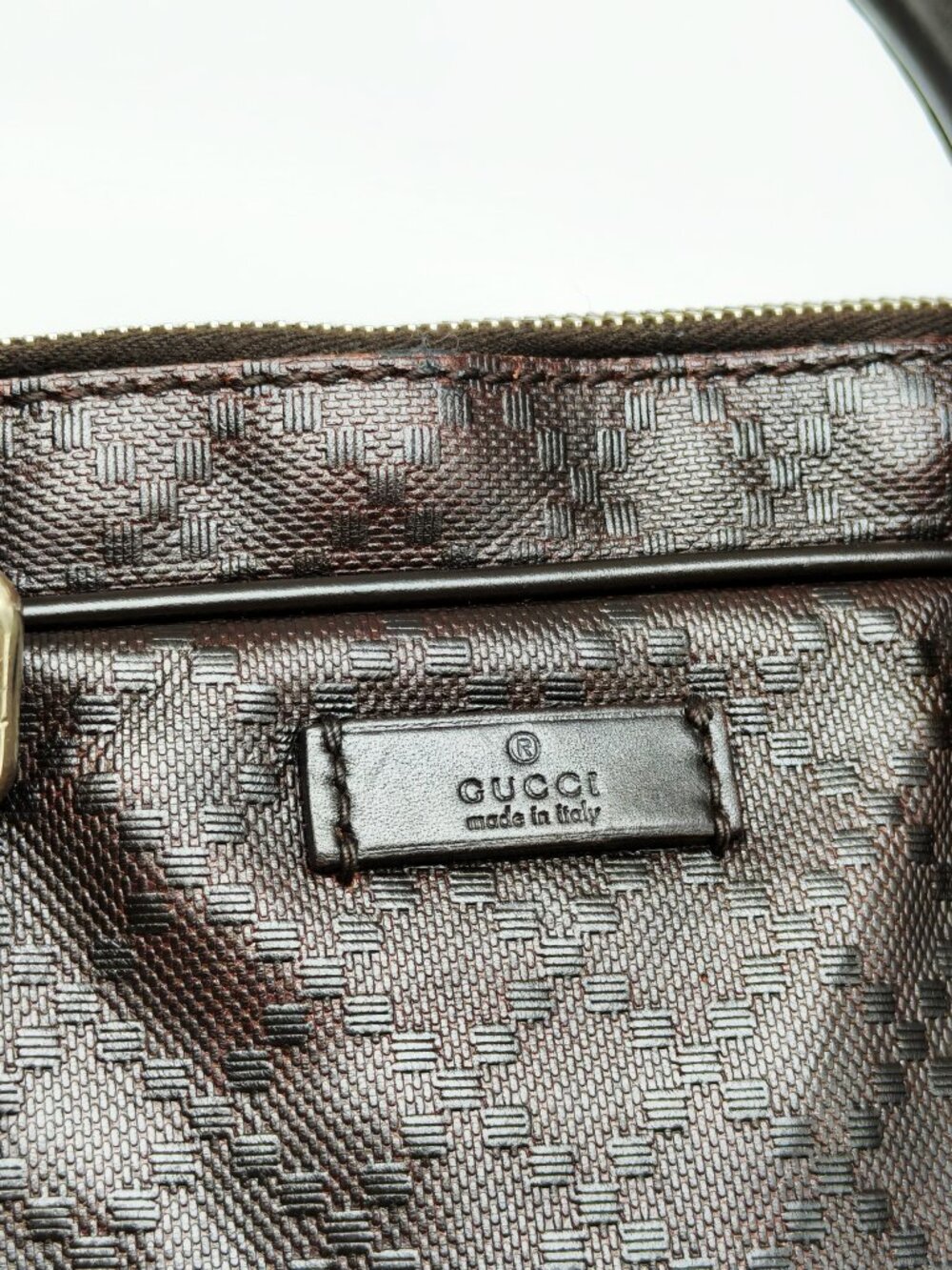 Gucci Brown GG Monogram Briefcase Handbag Top Handle - Picture 7 of 15